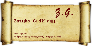 Zatyko György névjegykártya
