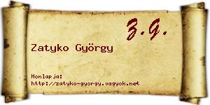Zatyko György névjegykártya